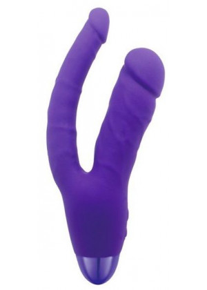Фиолетовый двойной вибратор INDULGENCE Rechargeable Insatiable Desire - 21 см.