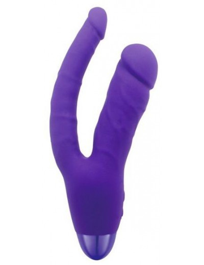 Фиолетовый двойной вибратор INDULGENCE Rechargeable Insatiable Desire - 21 см.