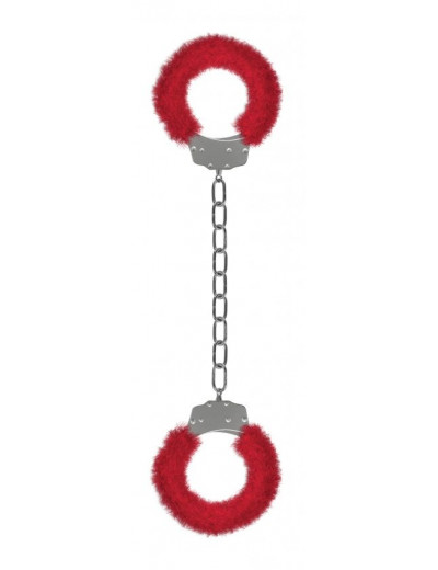 Кандалы с красным мехом Furry Ankle Cuffs