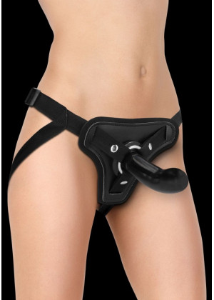 Черный страпон Adjustable 6 Strap-on - 17 см. 