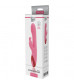 Розовый вибратор HEATING BRUSH BUNNY со стимулятором клитора и нагревом - 24 см.