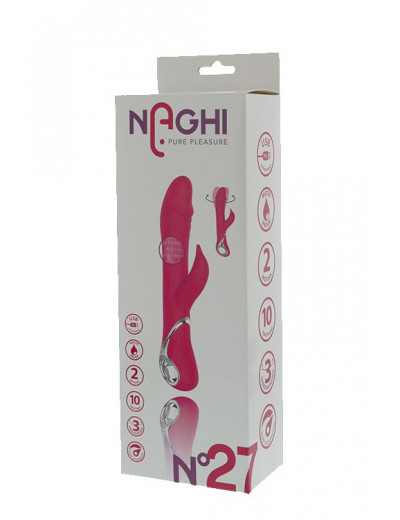 Розовый вибратор-ротатор N 40 RECHARGEABLE DUO VIBRATOR - 23 см.