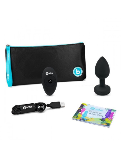 Черная анальная вибровтулка с кристаллом Vibrating Jewel Plug M/L - 10,5 см.