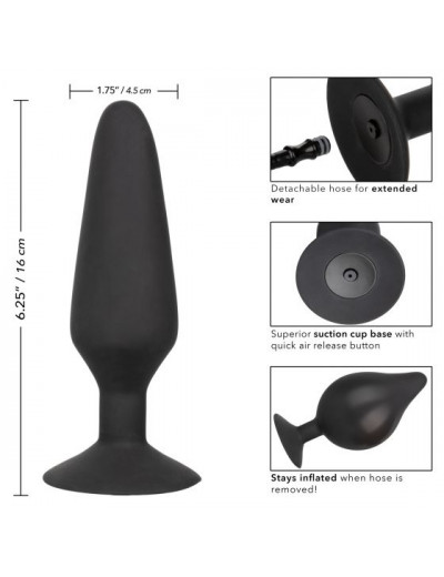 Черная анальная пробка с расширением COLT XXXL Pumper Plug with Detachable Hose - 16 см.