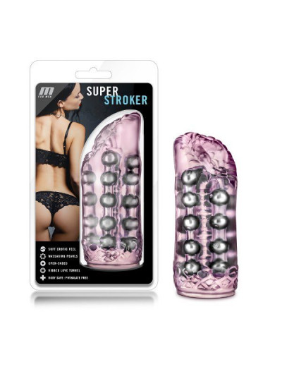 Розовый мастурбатор-вагина со стимулирующими бусинами Super Stroker