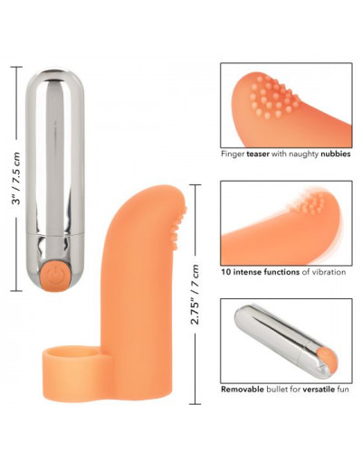 Оранжевая пулька-насадка на палец Finger Tickler - 8,25 см.