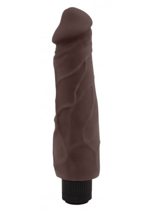Коричневый вибратор-реалистик Greedy Guy - 24 см.