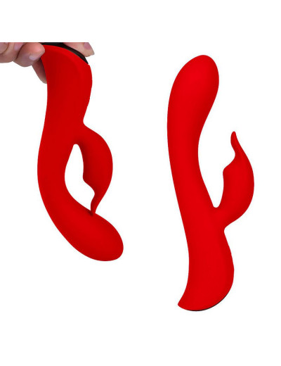 Красный вибромассажер-кролик 5  Silicone Bunny Love - 19,1 см.