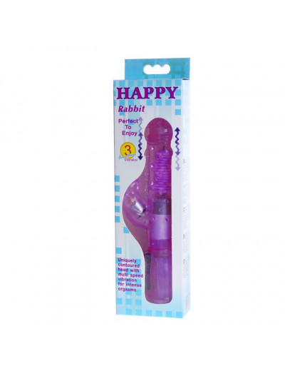 Фиолетовый хай-тек вибратор Happy Bunny - 22,5 см.