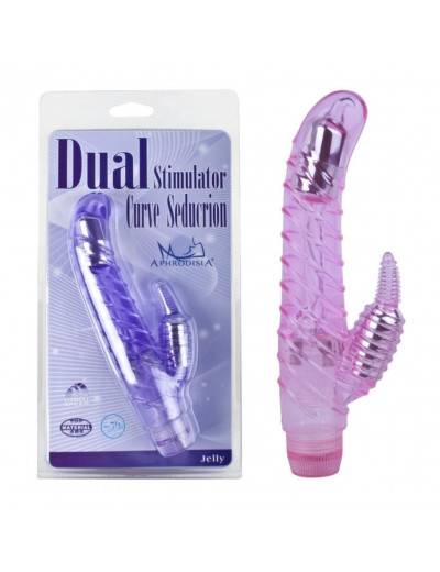 Розовый вибростимулятор-кролик Curve Seduction - 18,5 см.