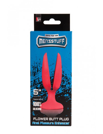 Красная пробка-бутон MENZSTUFF FLOWER BUTT PLUG 5INCH - 13,5 см.