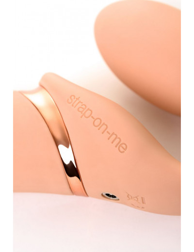 Телесный безремневой вибрострапон Silicone Bendable Strap-On M
