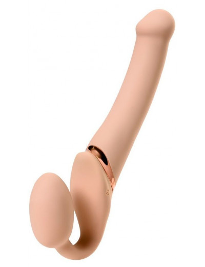 Телесный безремневой вибрострапон Silicone Bendable Strap-On M