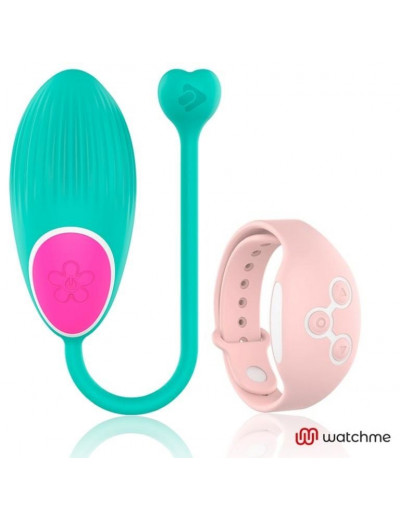 Зеленое виброяйцо с нежно-розовым пультом-часами Wearwatch Egg Wireless Watchme