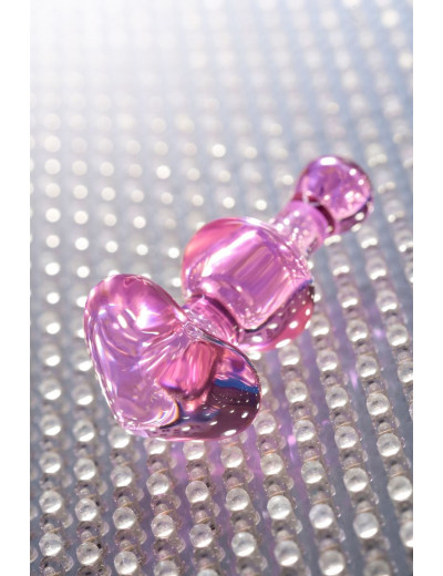 Розовая фигурная анальная втулка - 9,8 см.