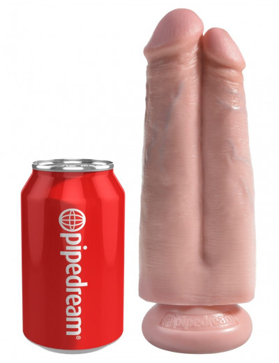 Сдвоенный телесный фаллоимитатор на присоске 7  Two Cocks One Hole - 20,3 см.