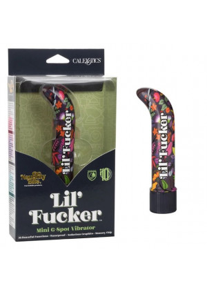 Черный мини-вибратор с цветочным принтом Lil Fucker Mini G-Spot Vibrator - 12,75 см.