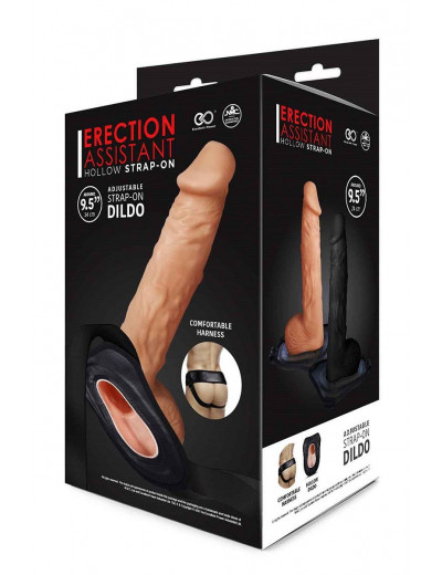 Поясной полый фаллоимитатор Lust Hollow Strap-On - 23 см.