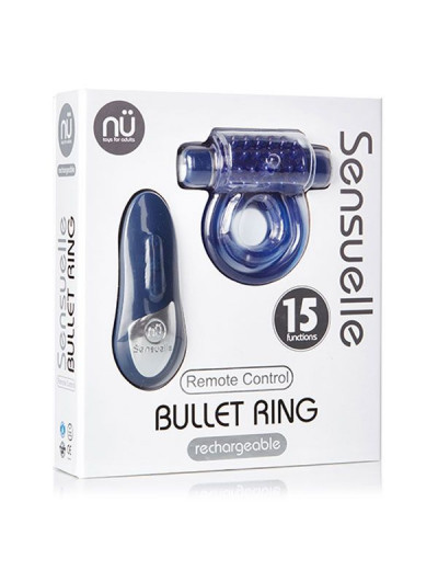 Синее эрекционное виброкольцо REMOTE BULLET COCKRING