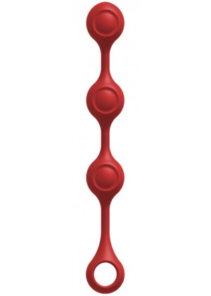 Красные утяжеленные анальные шарики Anal Essentials Weighted Silicone Anal Balls - 34,3 см.