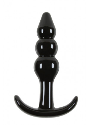 Чёрная анальная пробка Jelly Rancher T-Plug Ripple - 10,9 см.