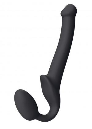 Черный безремневой страпон Silicone Bendable Strap-On S