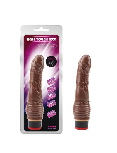 Коричневый вибратор 7.6” Vibe Cock - 19,5 см.