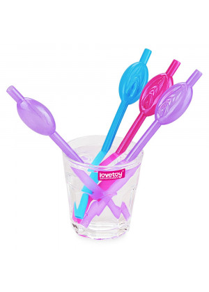 Набор разноцветных трубочек для напитков в виде вагины Pussy Straws - 9 шт.