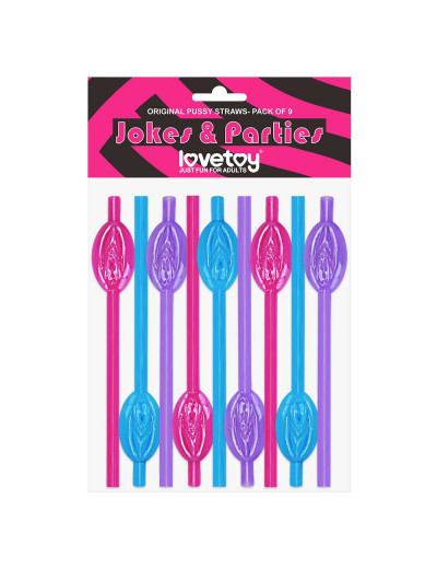 Набор разноцветных трубочек для напитков в виде вагины Pussy Straws - 9 шт.