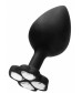 Черная анальная пробка с прозрачным кристаллом-клевером Lucky Diamond Butt Plug - 9,6 см.