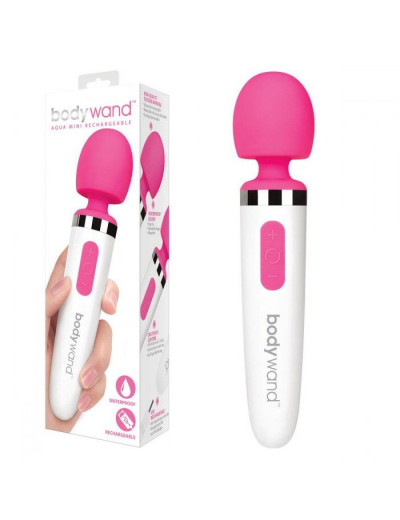 Розово-белый перезаряжаемый жезловый вибратор Aqua Mini Rechargeable