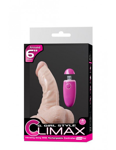 Телесный перезаряжаемый вибратор G-GIRL 6.5INCH PVC RECHARGEABLE VIBRATOR - 16,5 см.