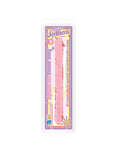 Розовый двухголовый фаллоимитатор Crystal Jellies - 45,7 см.