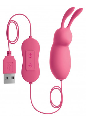 Розовая, работающая от USB вибропуля в форме кролика Cute
