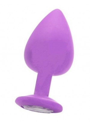 Фиолетовая анальная пробка OUCH! Extra Large Diamond Butt Plug с кристаллом - 9,3 см.