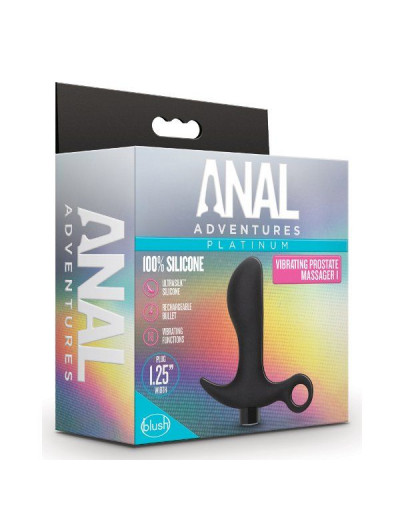 Черный анальный вибратор Silicone Vibrating Prostate Massager 01 - 10,8 см.