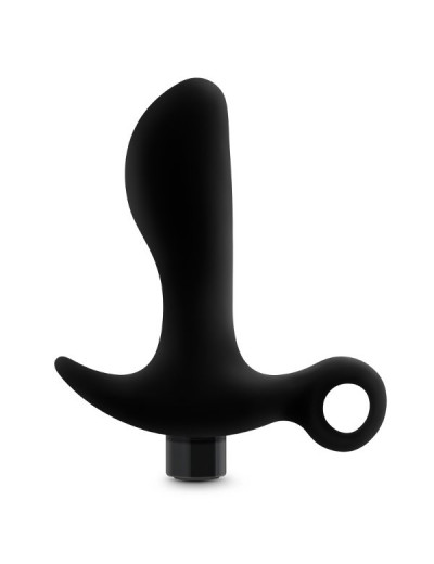 Черный анальный вибратор Silicone Vibrating Prostate Massager 01 - 10,8 см.