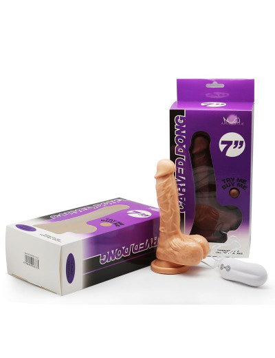 Коричневый вибратор 10 Mode Vibrating 7 inch Carved Dong - 17,8 см.