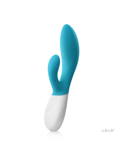 Вибромассажер с клиторальным стимулятором INA Wave Blue - 19,5 см.