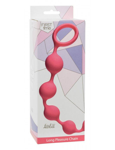 Розовая анальная цепочка Long Pleasure Chain - 35 см.