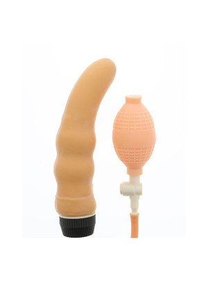 Телесный вибромассажёр с функцией расширения INFLATE A VIBE CURVE - 19 см.