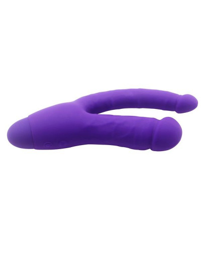 Фиолетовый двойной вибратор INDULGENCE Insatiable Desire - 21,5 см.