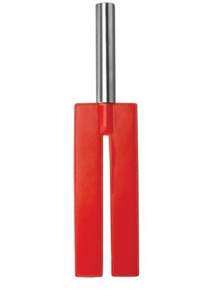 Красная П-образная шлёпалка Leather Slit Paddle - 35 см.