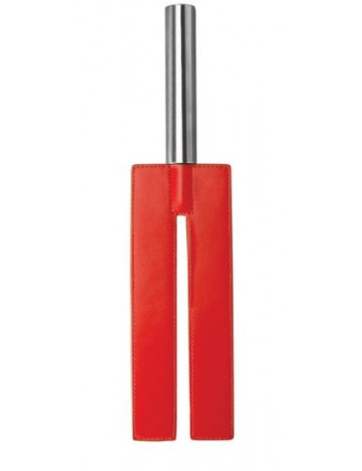 Красная П-образная шлёпалка Leather Slit Paddle - 35 см.