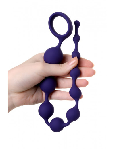 Фиолетовая силиконовая анальная цепочка Grape - 35 см.