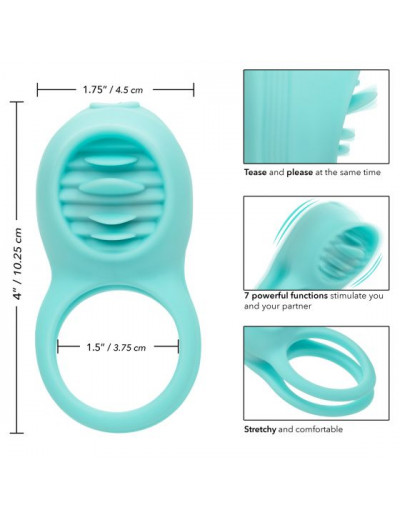 Голубое эрекционное виброкольцо Silicone Rechargeable French Kiss Enhancer
