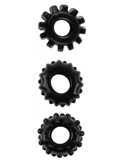 Набор из 3 черных эрекционных колец SET OF 3 COCKRINGS