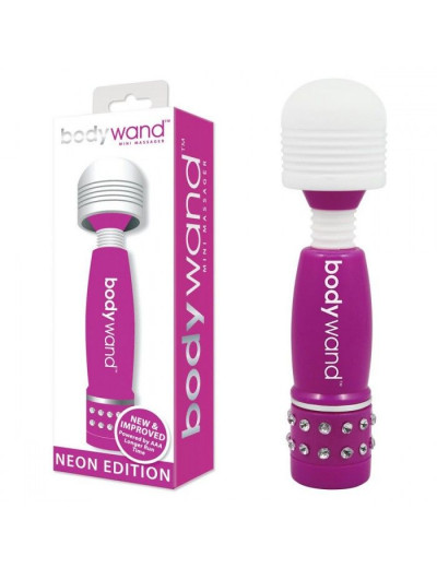 Фиолетово-белый жезловый мини-вибратор с кристаллами Mini Massager Neon Edition