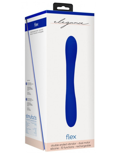 Синий двухсторонний вибратор Flex - 21,5 см.