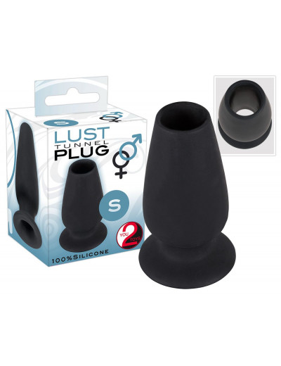 Черная анальная пробка с тоннелем Lust Tunnel Plug S - 7,5 см.